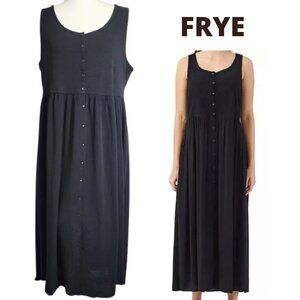 FRYE Black Sleeveless Easy Button Front Midi Dress With Pockets - NWT Women's S